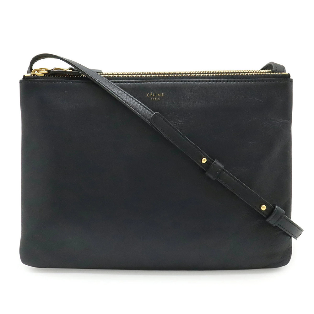 Celine Trio Crossbody Bag Leather Black